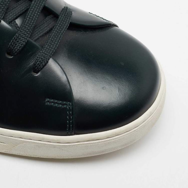Pre Owned Prada Sport Dark Green Leather Low Top Sneakers Size 42