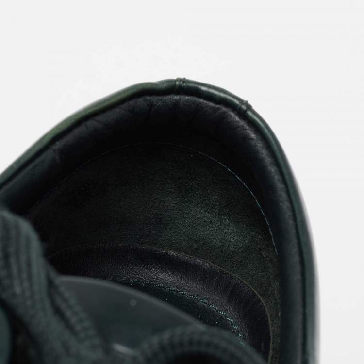 Pre Owned Prada Sport Dark Green Leather Low Top Sneakers Size 42