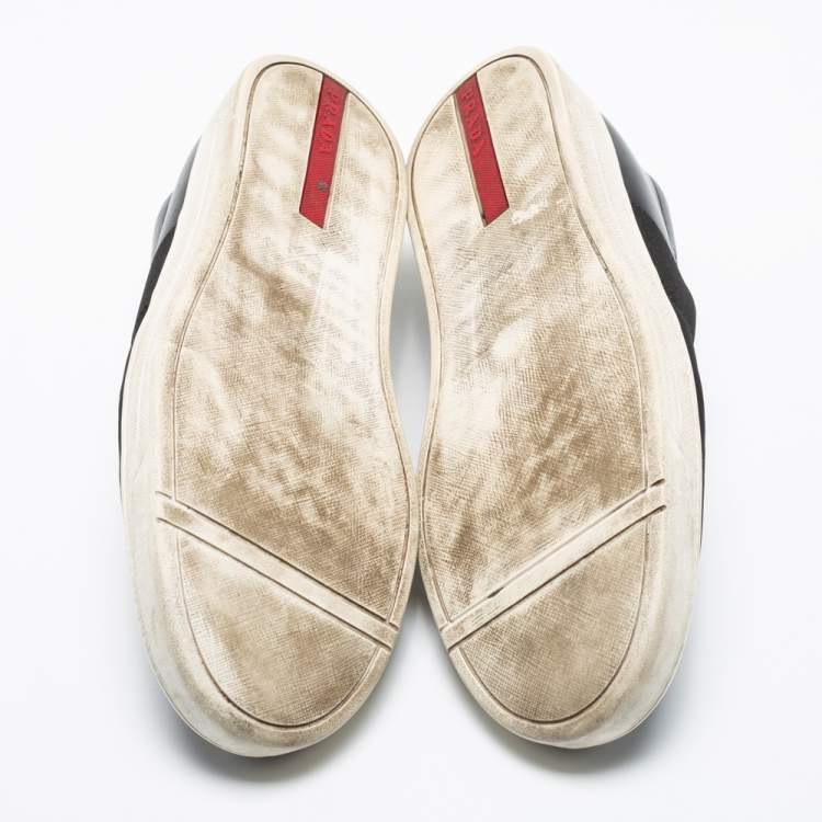 Pre Owned Prada Sport Black Canvas and Leather Slip-On Sneakers Size 42