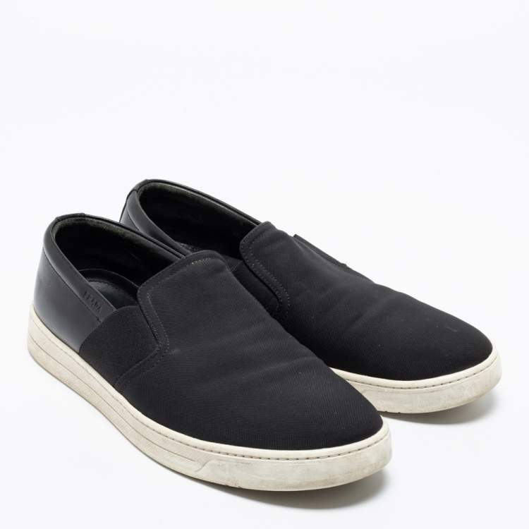 Pre Owned Prada Sport Black Canvas and Leather Slip-On Sneakers Size 42
