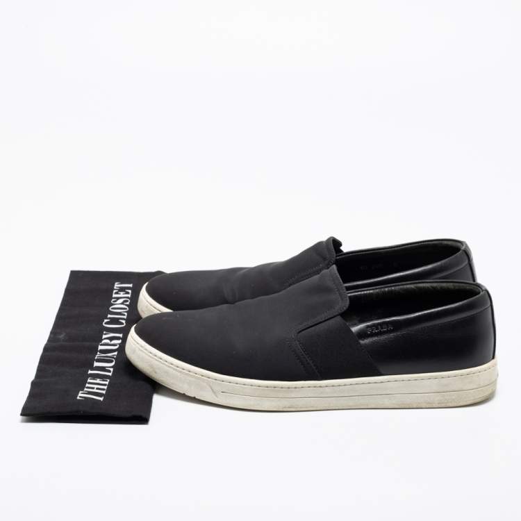 Pre Owned Prada Sport Black Canvas and Leather Slip-On Sneakers Size 42