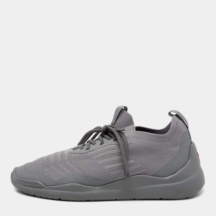 Pre Owned Prada Sport Grey Knit Fabric Low Top Sneakers Size 43