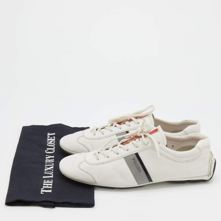 مملوكة مسبقًا Prada Sport White Leather Low Top Sneakers Size 42