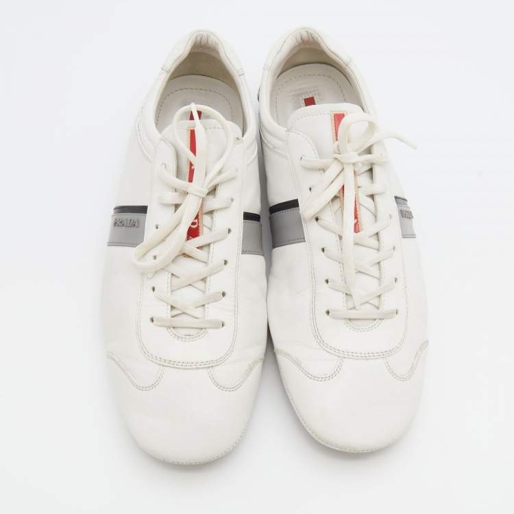 مملوكة مسبقًا Prada Sport White Leather Low Top Sneakers Size 42