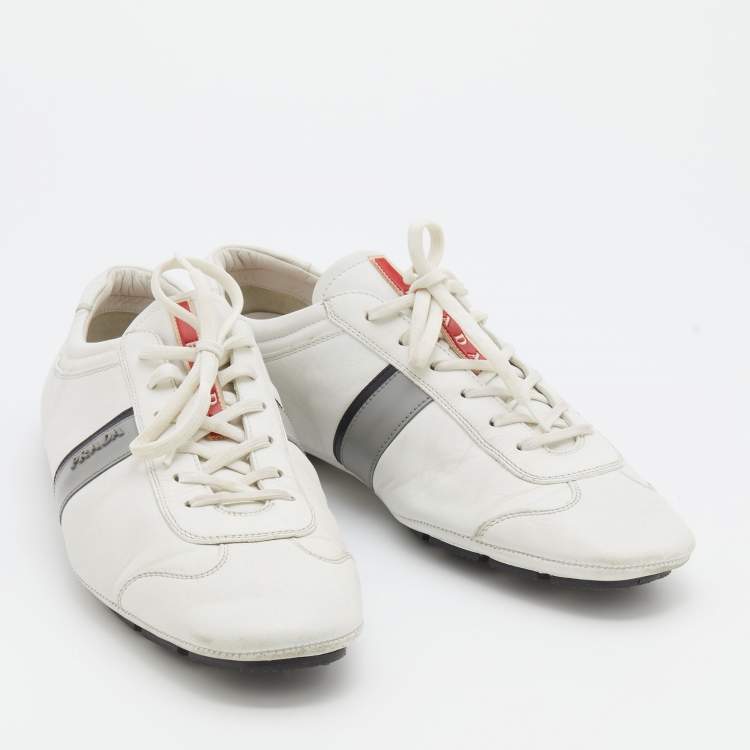 مملوكة مسبقًا Prada Sport White Leather Low Top Sneakers Size 42