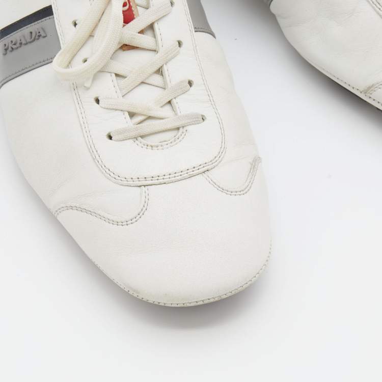 مملوكة مسبقًا Prada Sport White Leather Low Top Sneakers Size 42