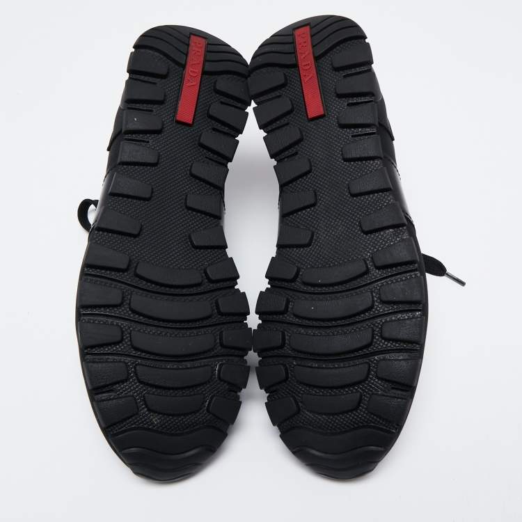 مملوكة مسبقًا Prada Sport Black Canvas and Leather Low-Top Sneakers Size 42