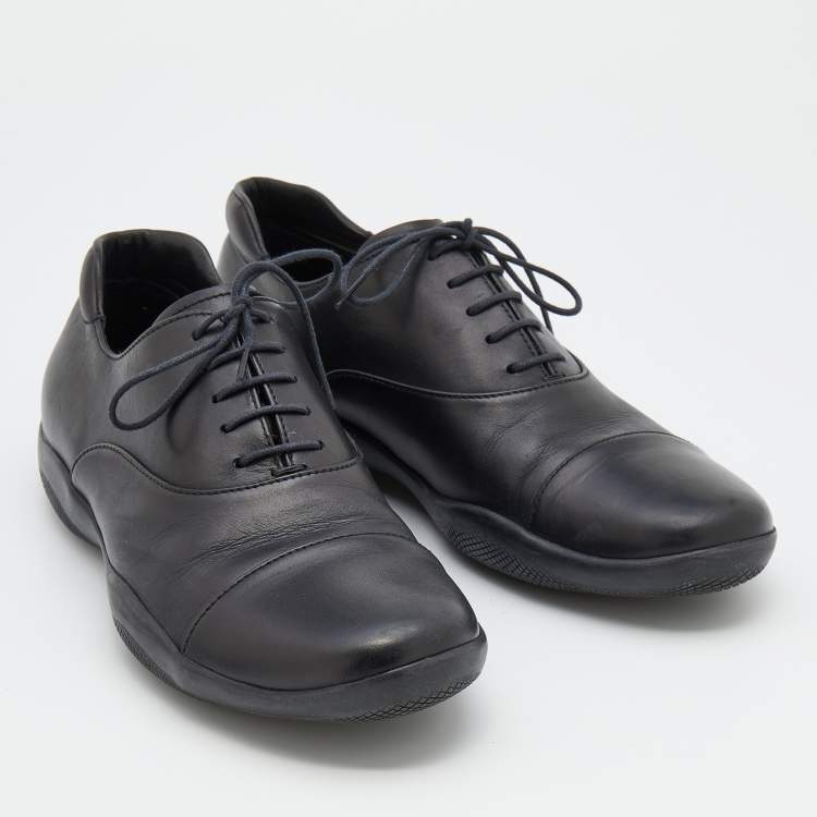 Pre Owned Prada Sport Black Leather Low Top Sneakers Size 40