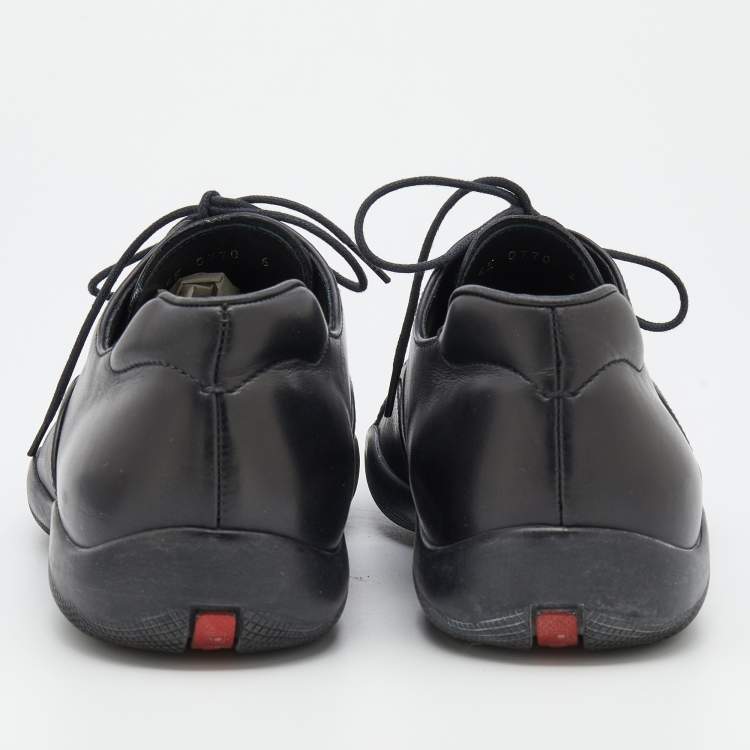 Pre Owned Prada Sport Black Leather Low Top Sneakers Size 40