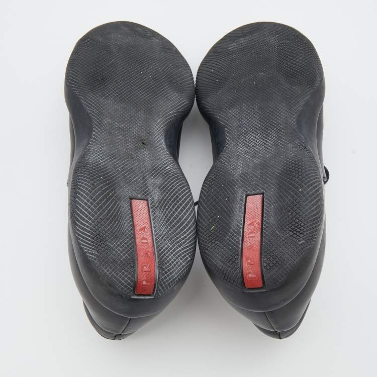 Pre Owned Prada Sport Black Leather Low Top Sneakers Size 40