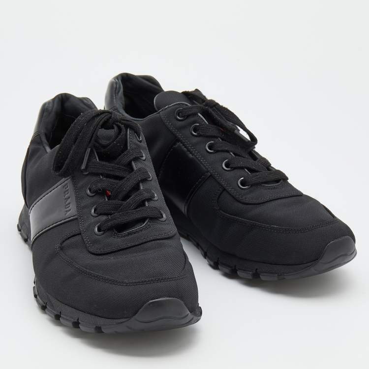 Pre Owned Prada Sport Black Leather And Fabric Low Top Sneakers Size 40