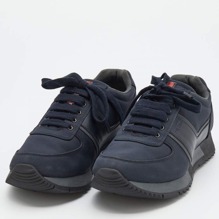Prada Sport Navy Blue Nylon And Leather Low Top Sneakers Size 41 Prada  Sport | TLC