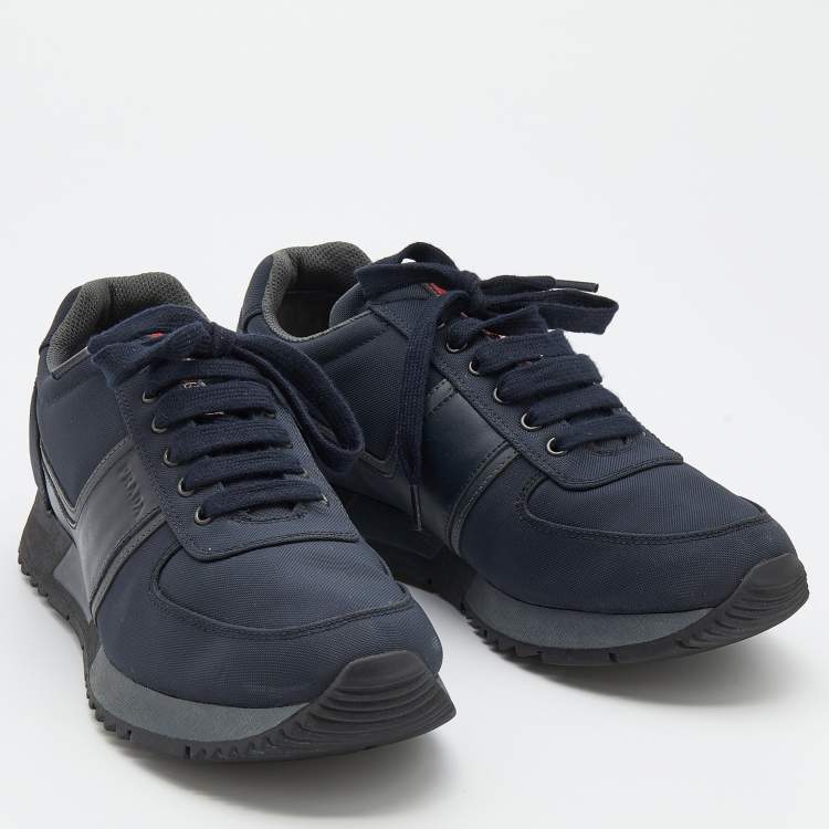 Pre Owned Prada Sport Navy Blue Nylon And Leather Low Top Sneakers Size 41