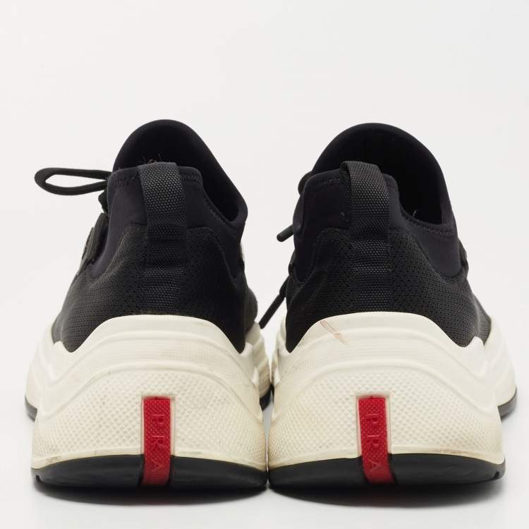Pre Owned Prada Sport Black Mesh and Neoprene Low Top Sneakers Size 41