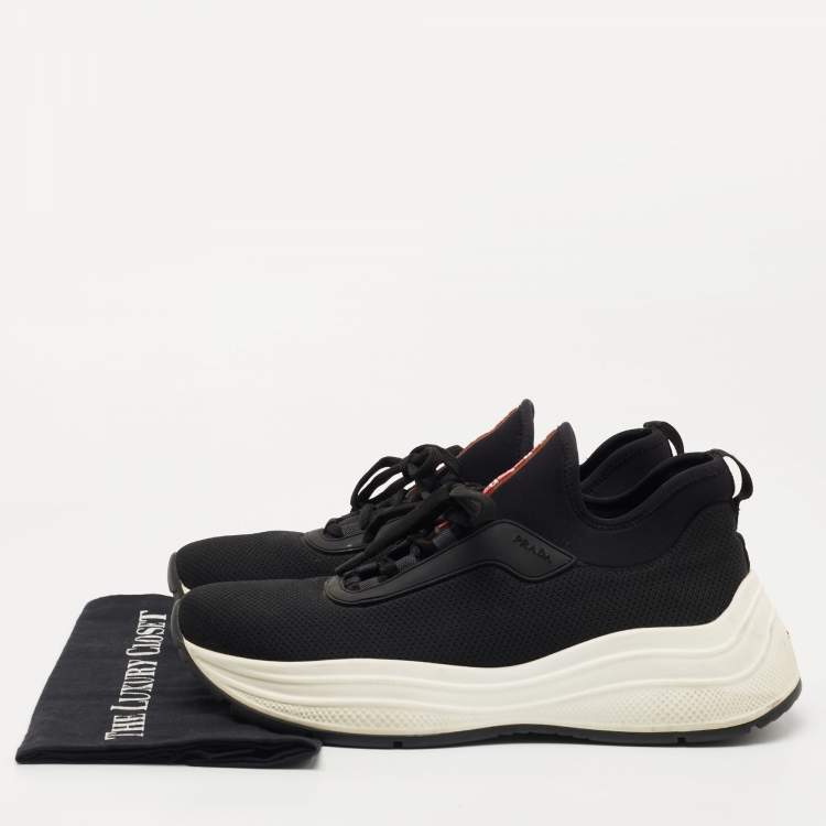 Pre Owned Prada Sport Black Mesh and Neoprene Low Top Sneakers Size 41
