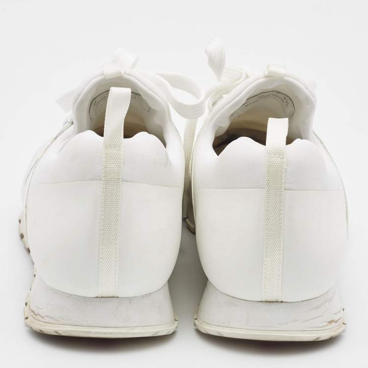 Pre Owned Prada Sport White Leather and Nylon Low Top Sneakers Size 43.5
