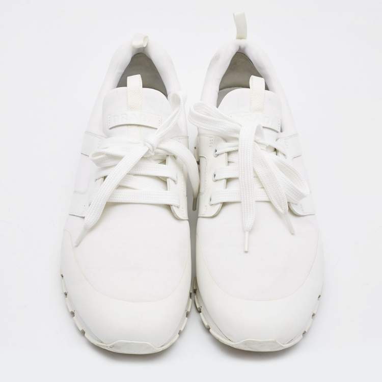 Pre Owned Prada Sport White Leather and Nylon Low Top Sneakers Size 43.5