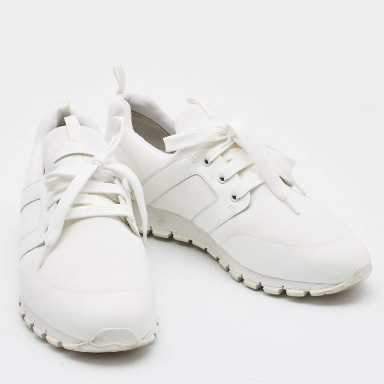 Pre Owned Prada Sport White Leather and Nylon Low Top Sneakers Size 43.5