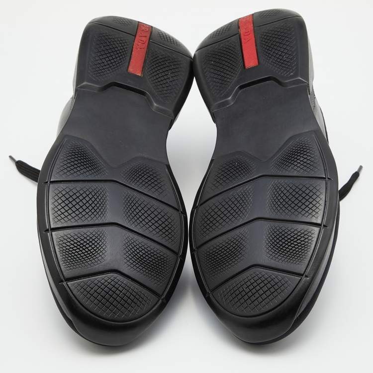Pre Owned Prada Sport Leather and Neoprene Low Top Sneakers Size 43.5