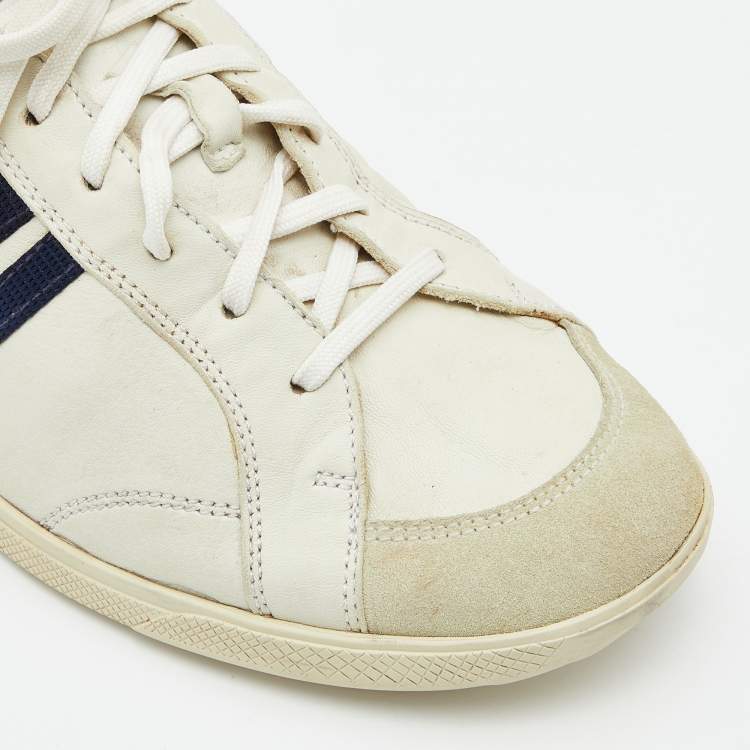 Pre Owned Prada Sport Off White Leather and Suede Low Top Sneakers Size 42