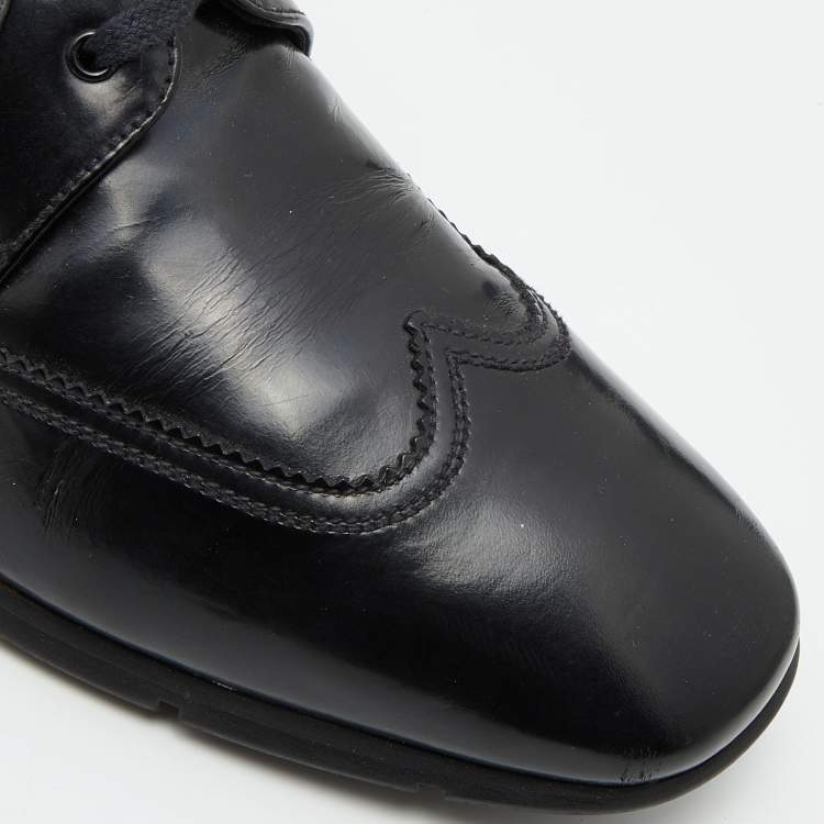 Pre Owned Prada Sport Black Leather Lace Up Derby Size 42