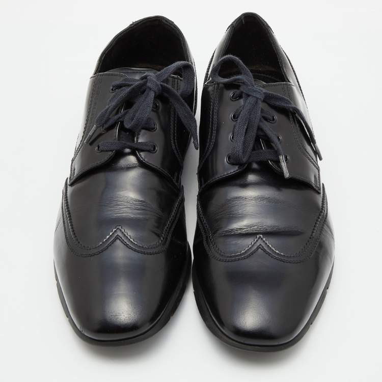 Pre Owned Prada Sport Black Leather Lace Up Derby Size 42