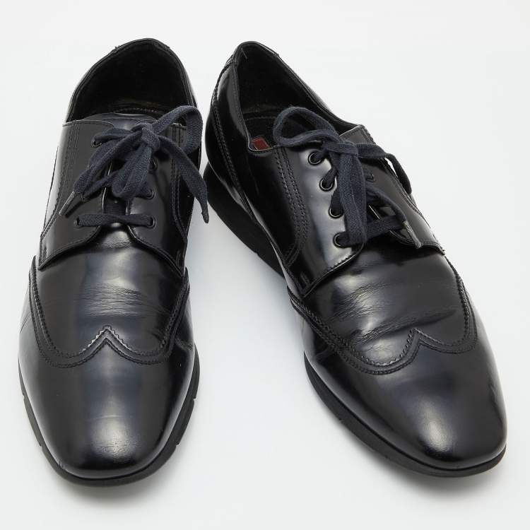 Pre Owned Prada Sport Black Leather Lace Up Derby Size 42
