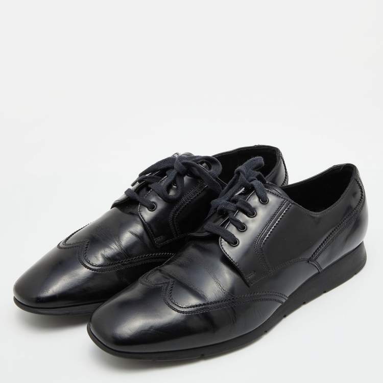 Pre Owned Prada Sport Black Leather Lace Up Derby Size 42