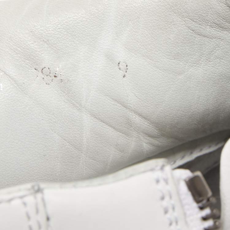 Pre Owned Prada Sport White Leather Lace Up High Top Sneakers Size 43