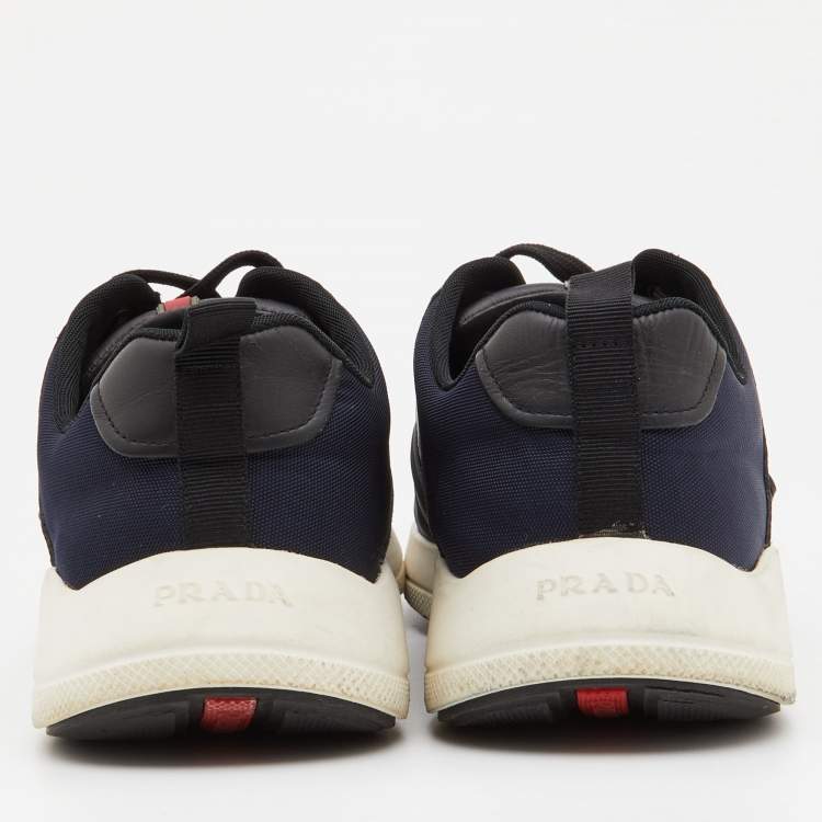 Pre Owned Prada Sport Blue/Black Canvas and Leather Sneakers Size 42