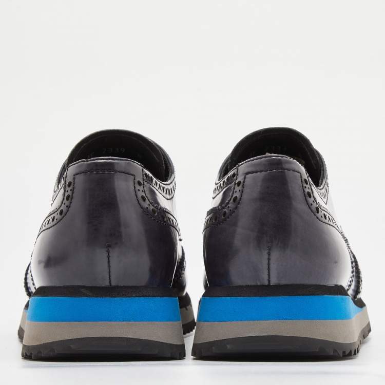 Pre Owned Prada Sport Grey Leather Brogue-Oxford Sneakers Size 42