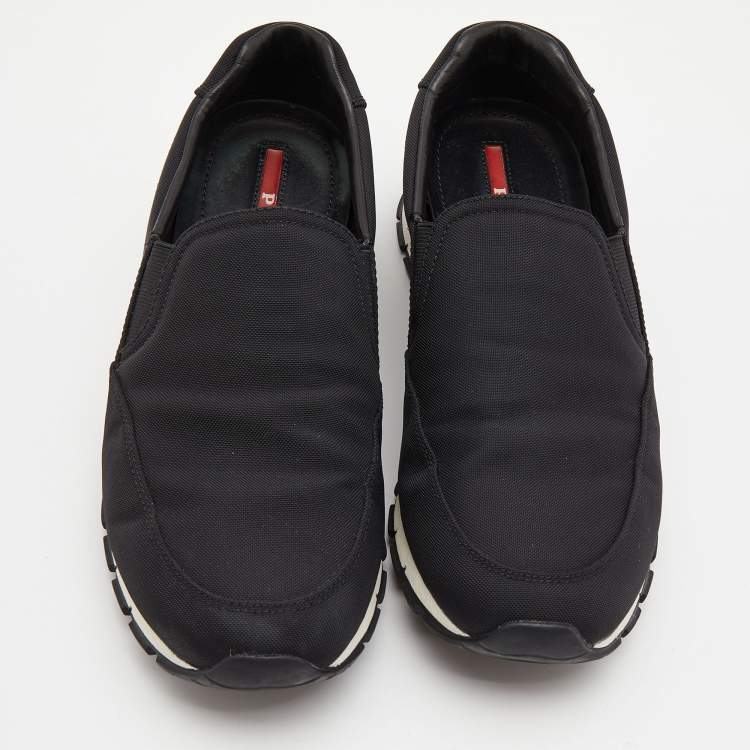 Pre Owned Prada Sport Black Canvas Slip On Sneakers Size 41.5