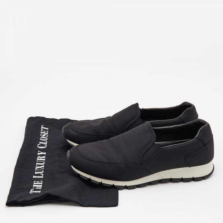Pre Owned Prada Sport Black Canvas Slip On Sneakers Size 41.5