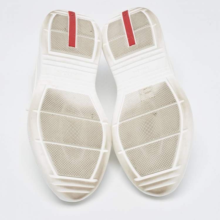 Pre Owned Prada Sport White Leather Low Top Sneakers Size 42.5