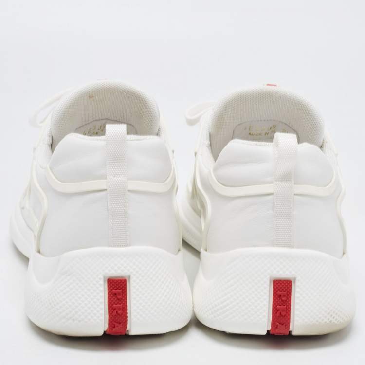 Pre Owned Prada Sport White Leather Low Top Sneakers Size 42.5