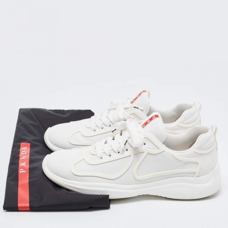 Pre Owned Prada Sport White Leather Low Top Sneakers Size 42.5