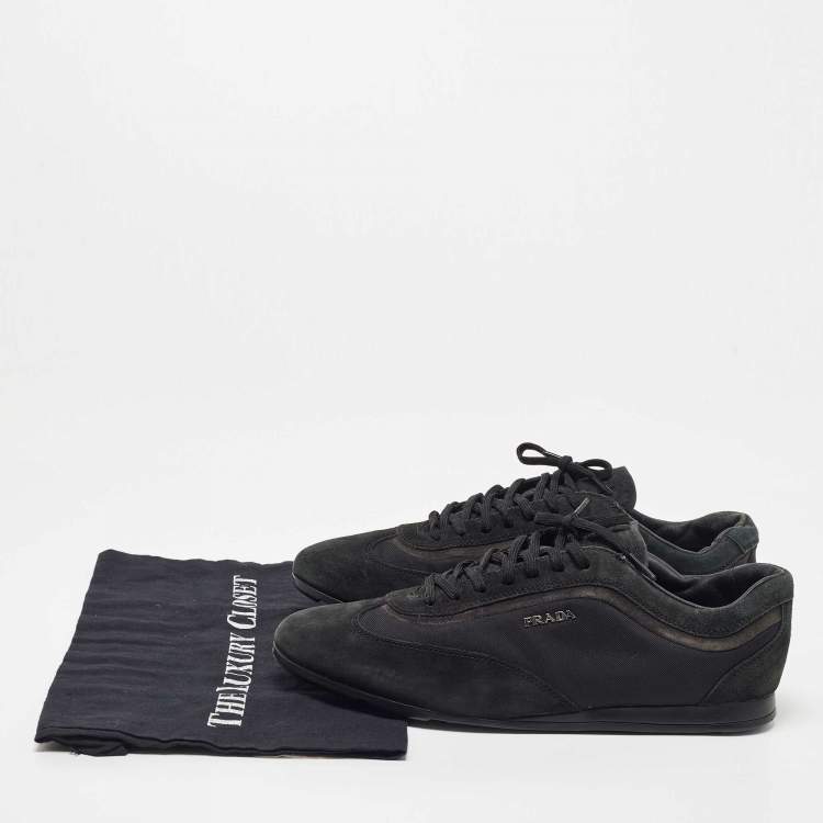 Pre Owned Prada Sport Black Suede and Nylon Low Top Sneakers Size 43.5
