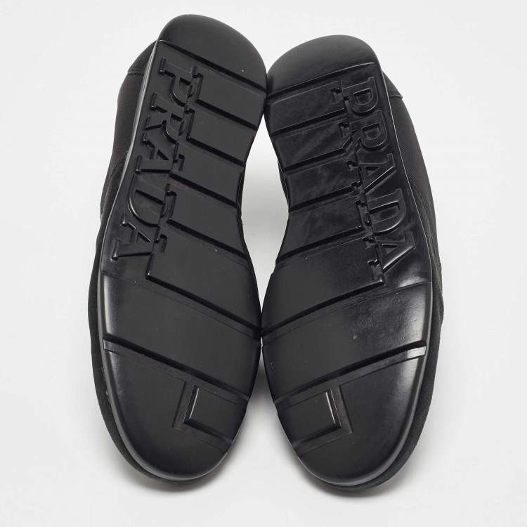 Pre Owned Prada Sport Black Suede and Nylon Low Top Sneakers Size 43.5