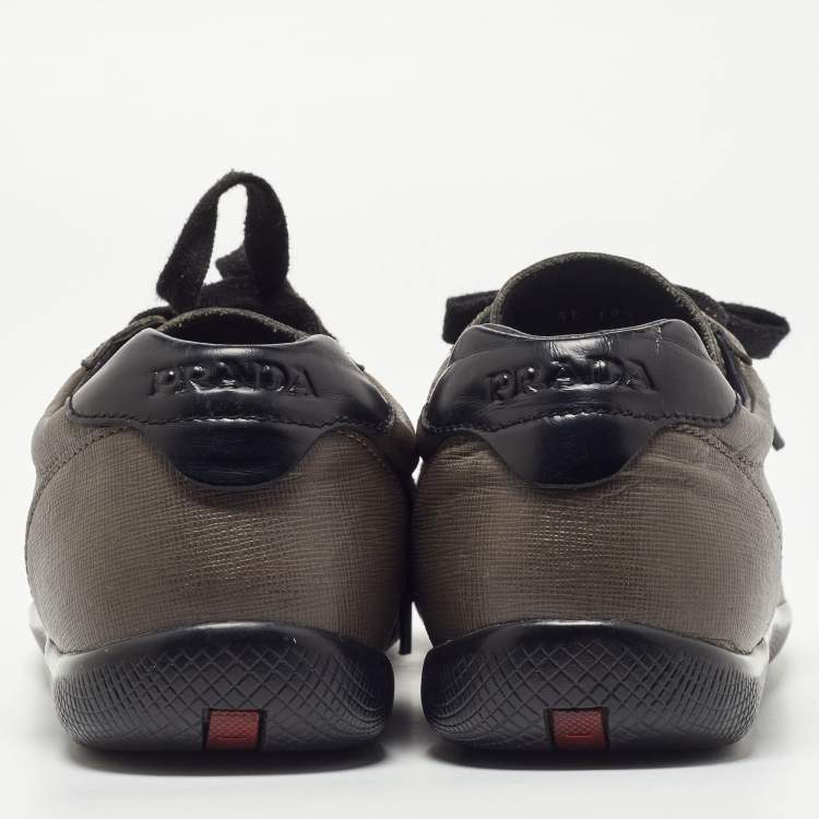 Pre Owned Prada Sport Two Tone Leather Low Top Sneakers Size 42