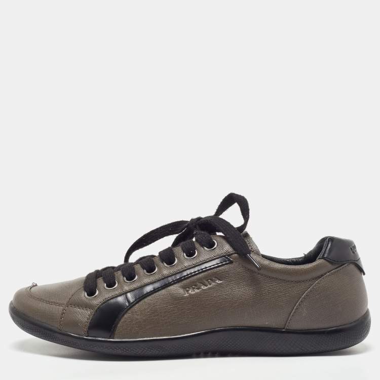 Pre Owned Prada Sport Two Tone Leather Low Top Sneakers Size 42