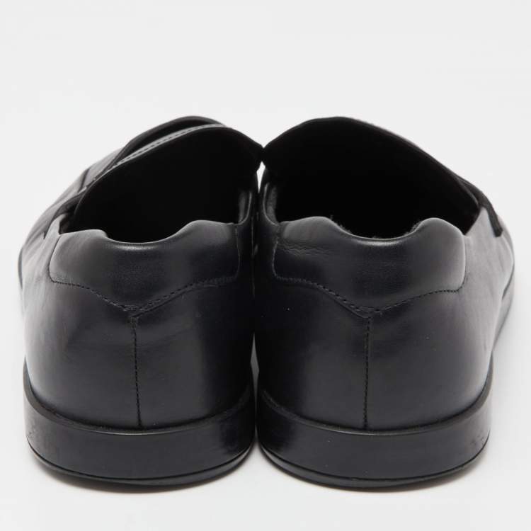 Pre Owned Prada Sport Black Leather Slip On Loafers Size 43