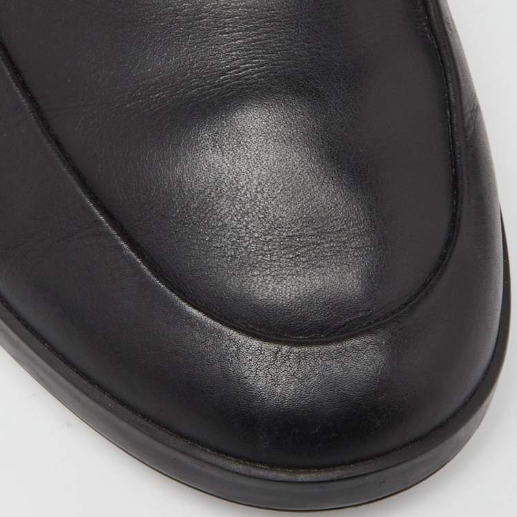 Pre Owned Prada Sport Black Leather Slip On Loafers Size 43