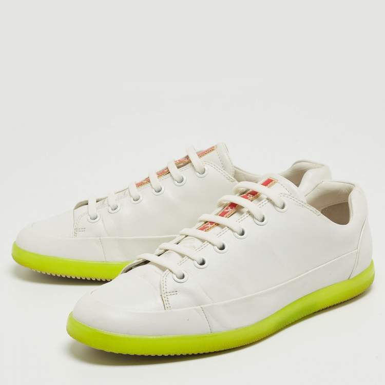 Pre Owned Prada Sport White Leather Low Top Sneakers Size 41.5