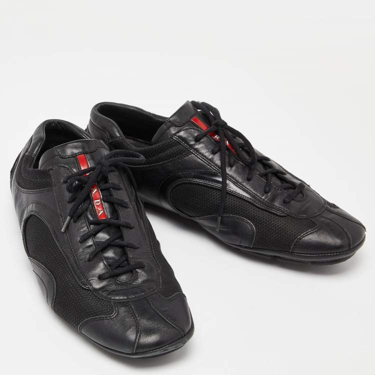 Pre Owned Prada Sport Black Leather Low Top Sneakers Size 45
