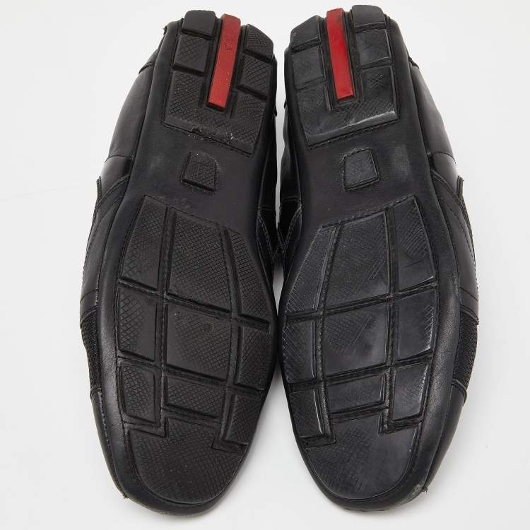 Pre Owned Prada Sport Black Leather Low Top Sneakers Size 45