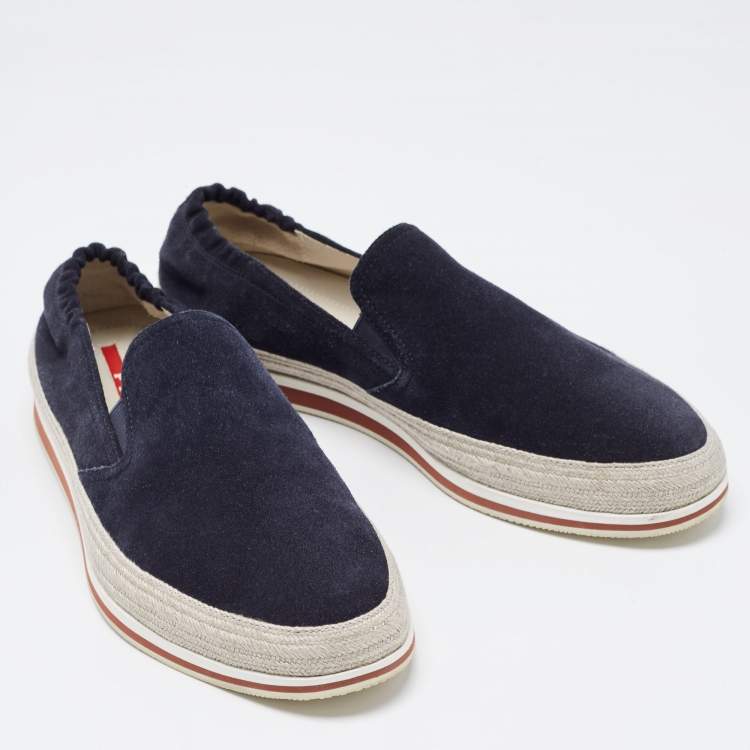 Pre Owned Prada Sport Navy Blue Suede Espadrille Sneakers Size 42.5