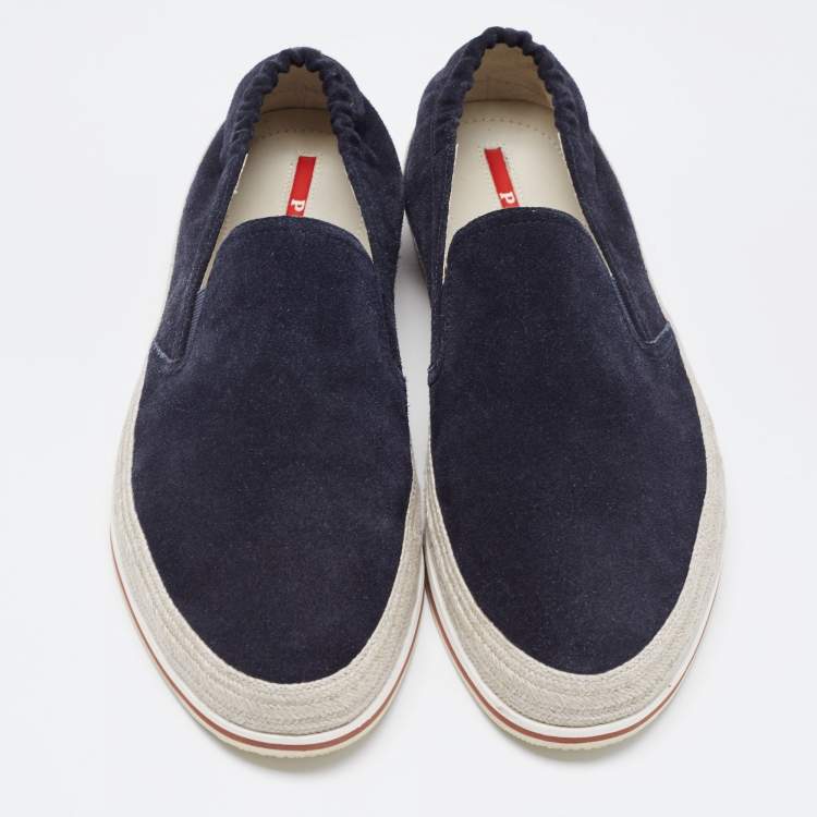 Pre Owned Prada Sport Navy Blue Suede Espadrille Sneakers Size 42.5