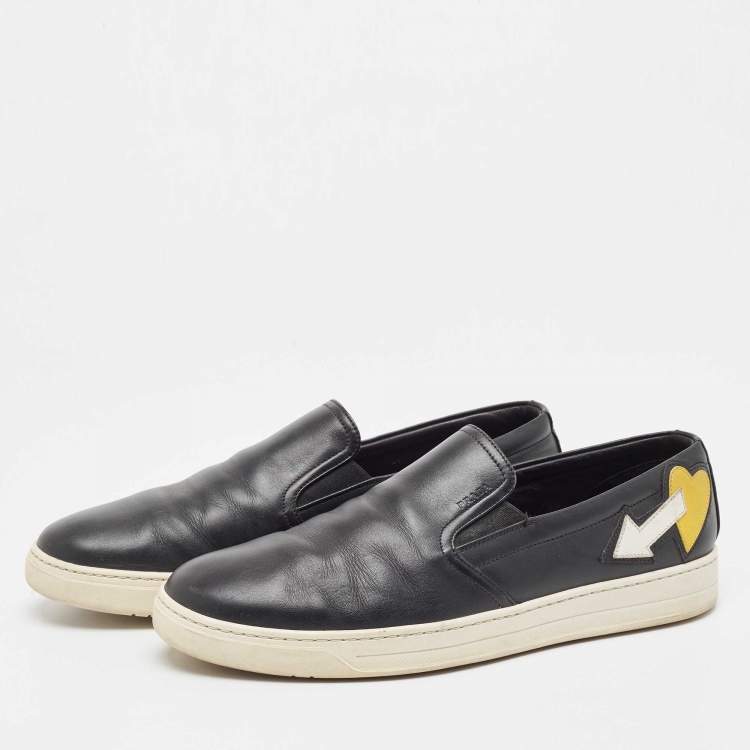 Pre Owned Prada Sport Black Leather Slip On Sneakers Size 42.5