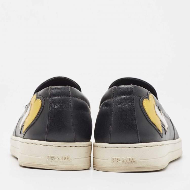 Pre Owned Prada Sport Black Leather Slip On Sneakers Size 42.5