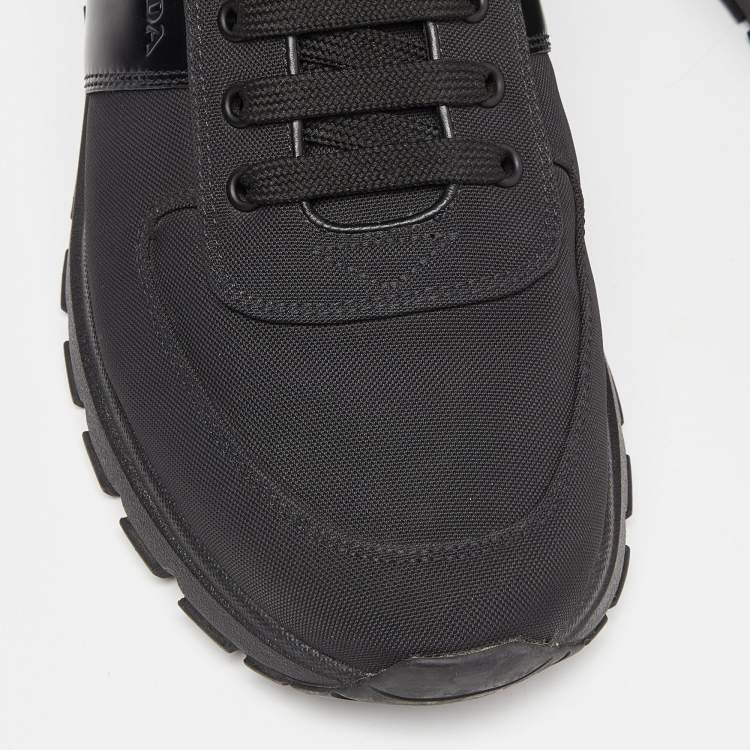 Pre Owned Prada Sport Black Canvas and Leather Low-Top Sneakers Size 43